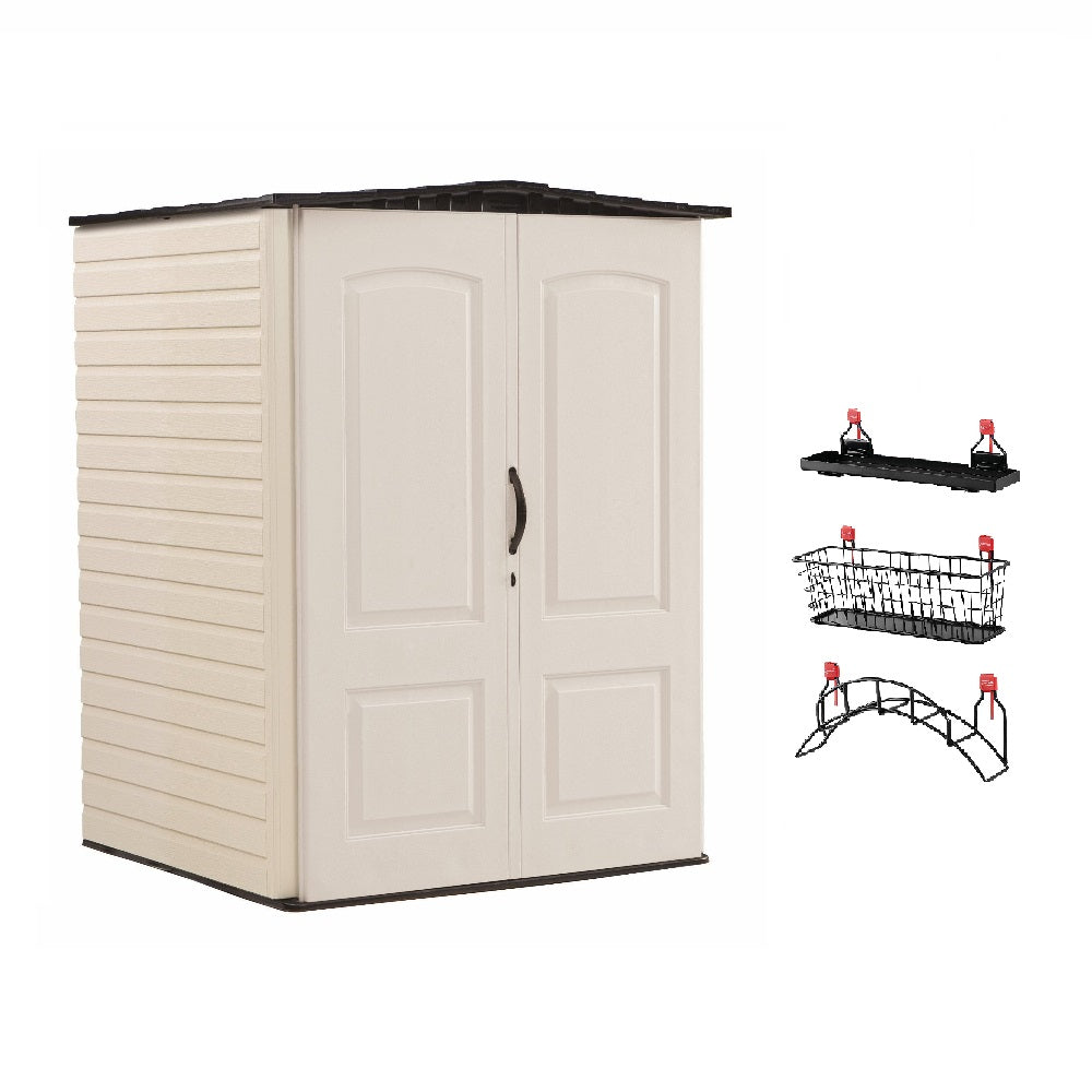 Rubbermaid Medium Vertical 106 CuFt Outdoor Storage Building Shed & Accessories