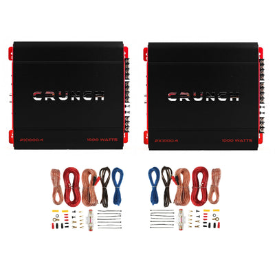 Crunch 4 Channel 1000 Watt Amp and Soundstorm Car Amp Wiring Kit w/ RCA (2 Pack) - VMInnovations