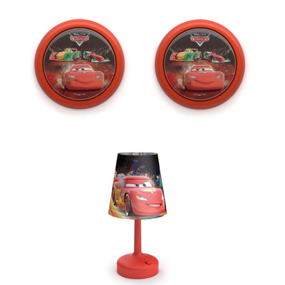 Philips Disney Cars LED Night Light (2 Pack) & Cars 10” Kids Table Lamp w/ Shade