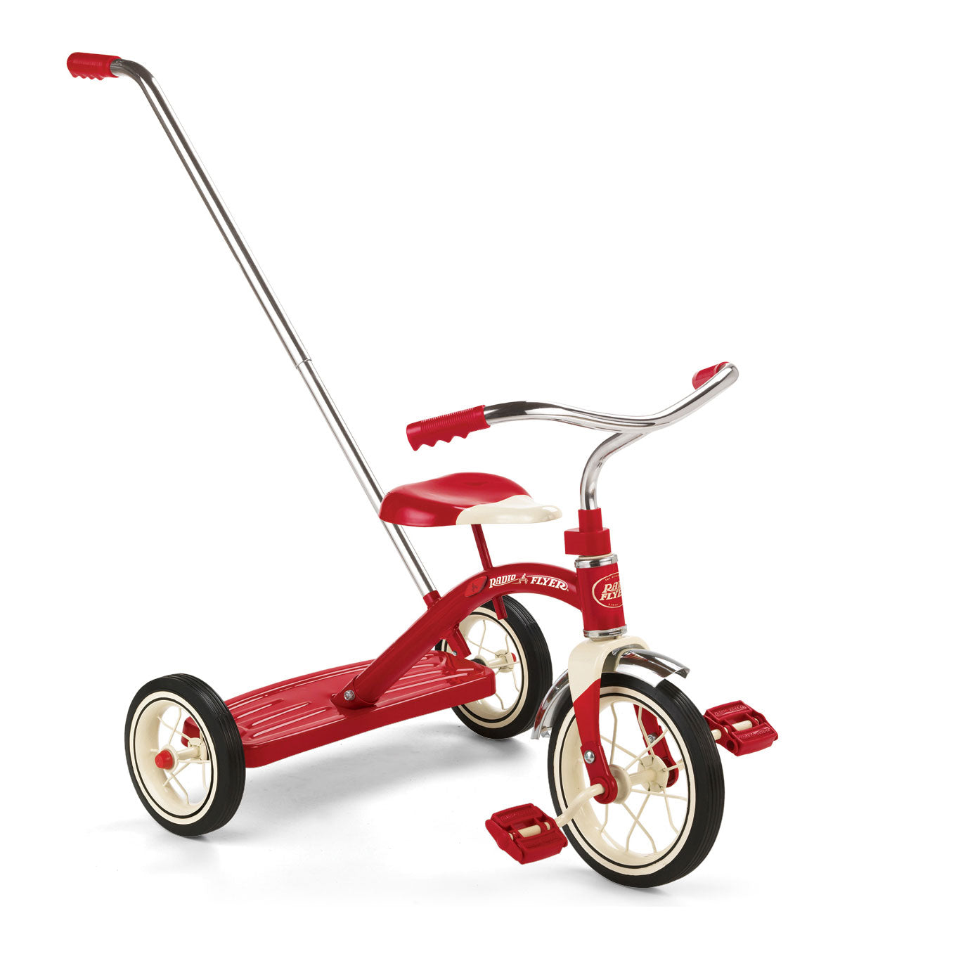 Radio Flyer Classic Steel Framed Tricycle 3 Position Push Handle, Red(For Parts)