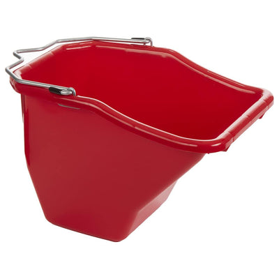 Little Giant Flat Back Plastic Horse Feed Bucket, Metal Handle, 10 Quarts, Red - VMInnovations