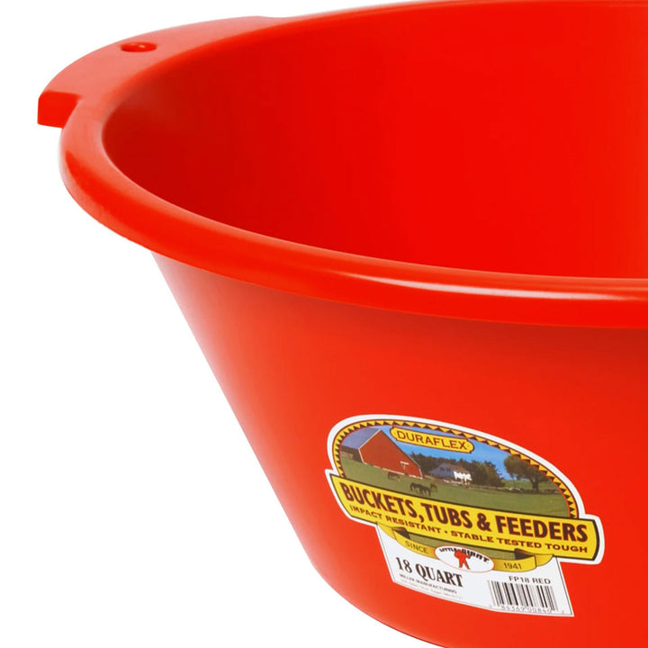 Little Giant Plastic Feeder, Poultry & Livestock Feeding Bucket, 18 Quarts, Red