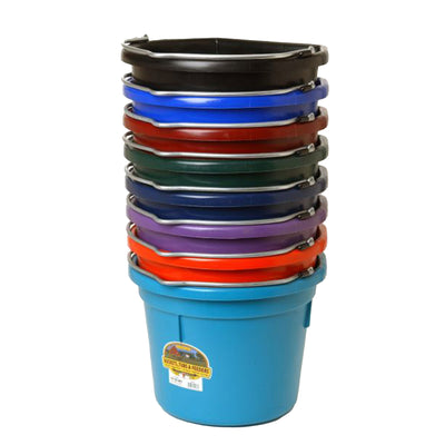Little Giant Heavy Duty 22 Quart Flat Back Plastic Bucket w/ Metal Handle, Red - VMInnovations