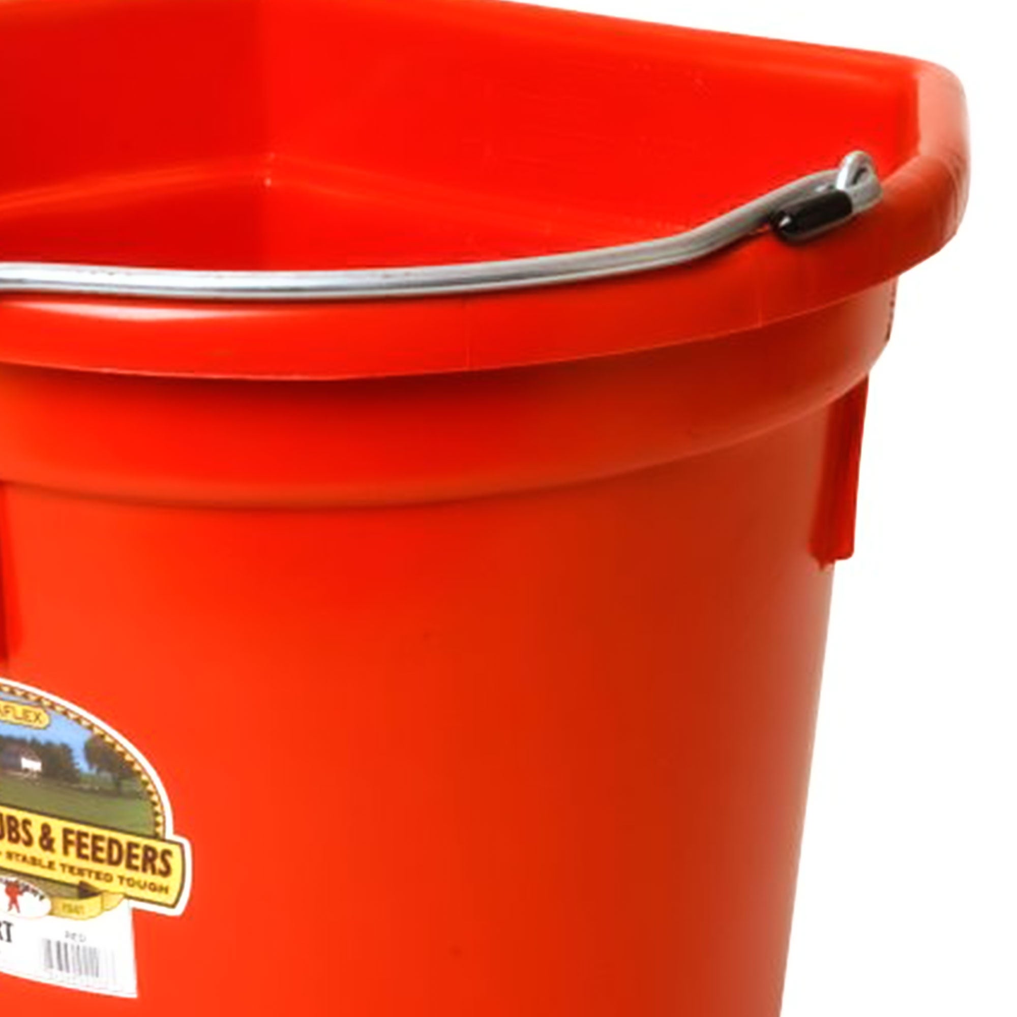 Little Giant Heavy Duty 22 Quart Flat Back Plastic Bucket w/ Metal Handle, Red - VMInnovations