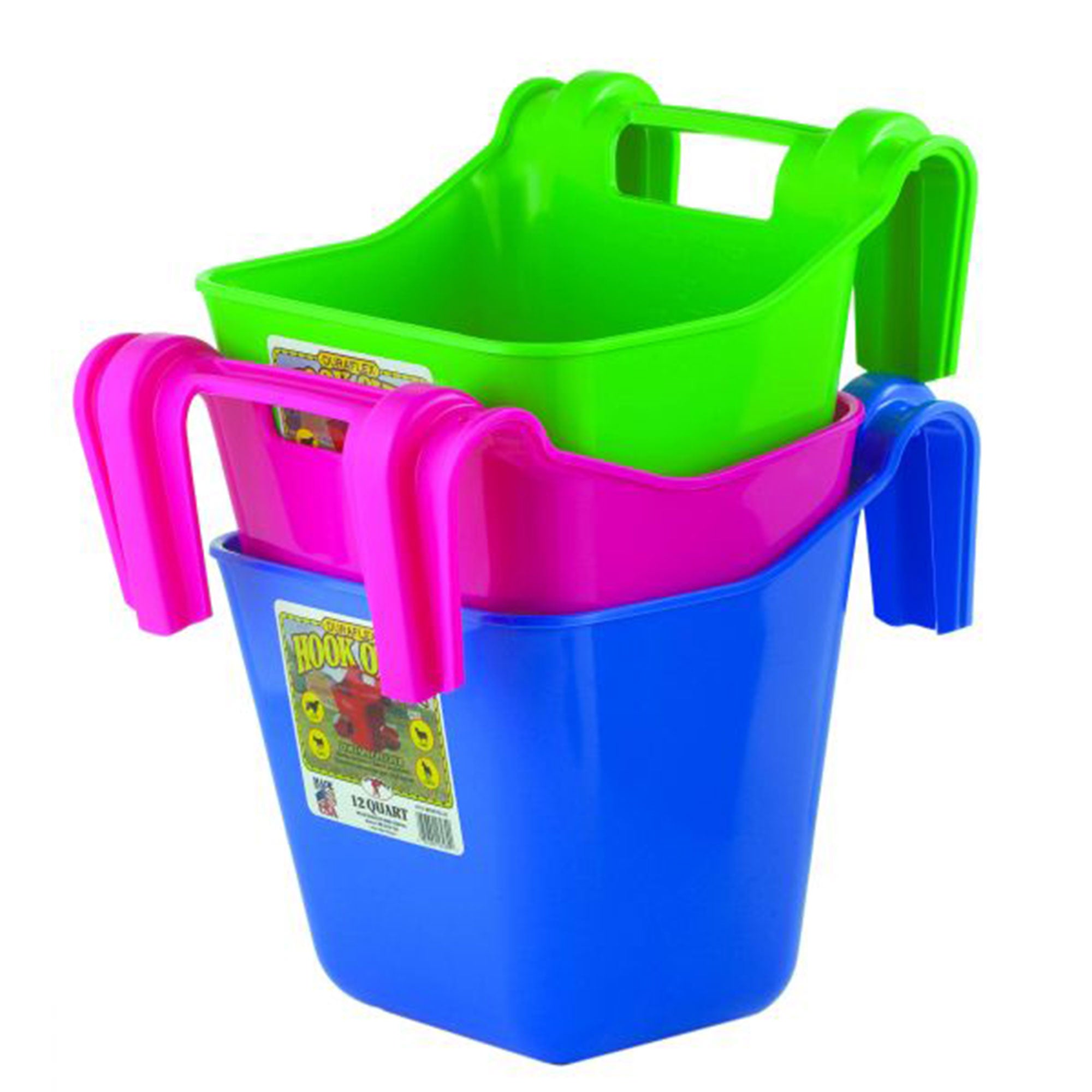 Little Giant 12 Quart Mountable Livestock Pet Hook Over Bucket Feeder, Hot Pink - VMInnovations