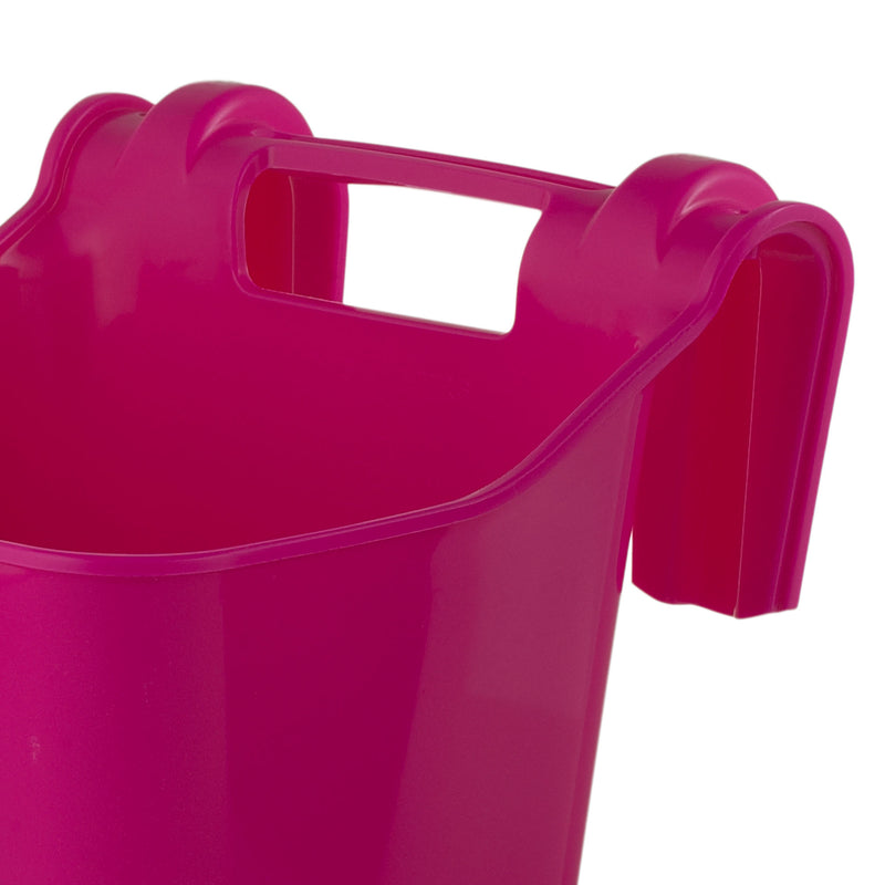 Little Giant 12 Quart Mountable Livestock Pet Hook Over Bucket Feeder, Hot Pink