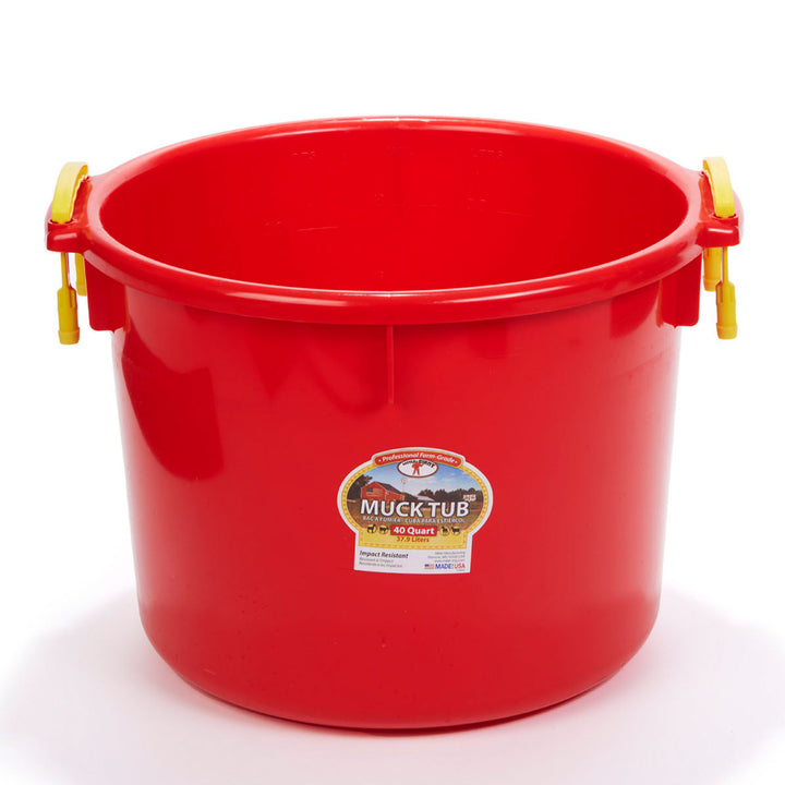 Little Giant 40qt Durable & Versatile Utility Muck Tub w/Handles, Red (Open Box)