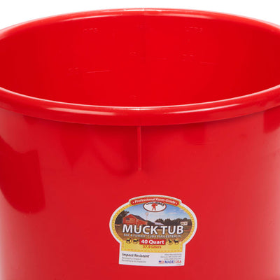 Little Giant 40 Quart Durable and Versatile Utility Muck Tub w/Handles, Red