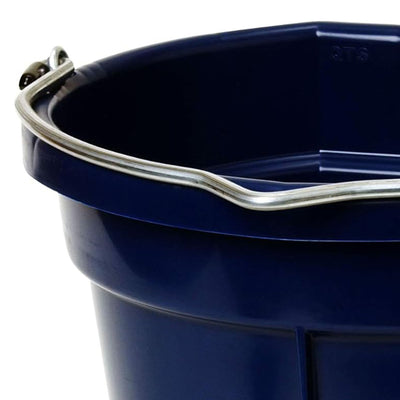 Little Giant Flat Back Plastic Animal Feed Bucket, Metal Handle, 20 Qt, Navy - VMInnovations