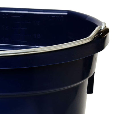 Little Giant Flat Back Plastic Animal Feed Bucket, Metal Handle, 20 Qt, Navy - VMInnovations