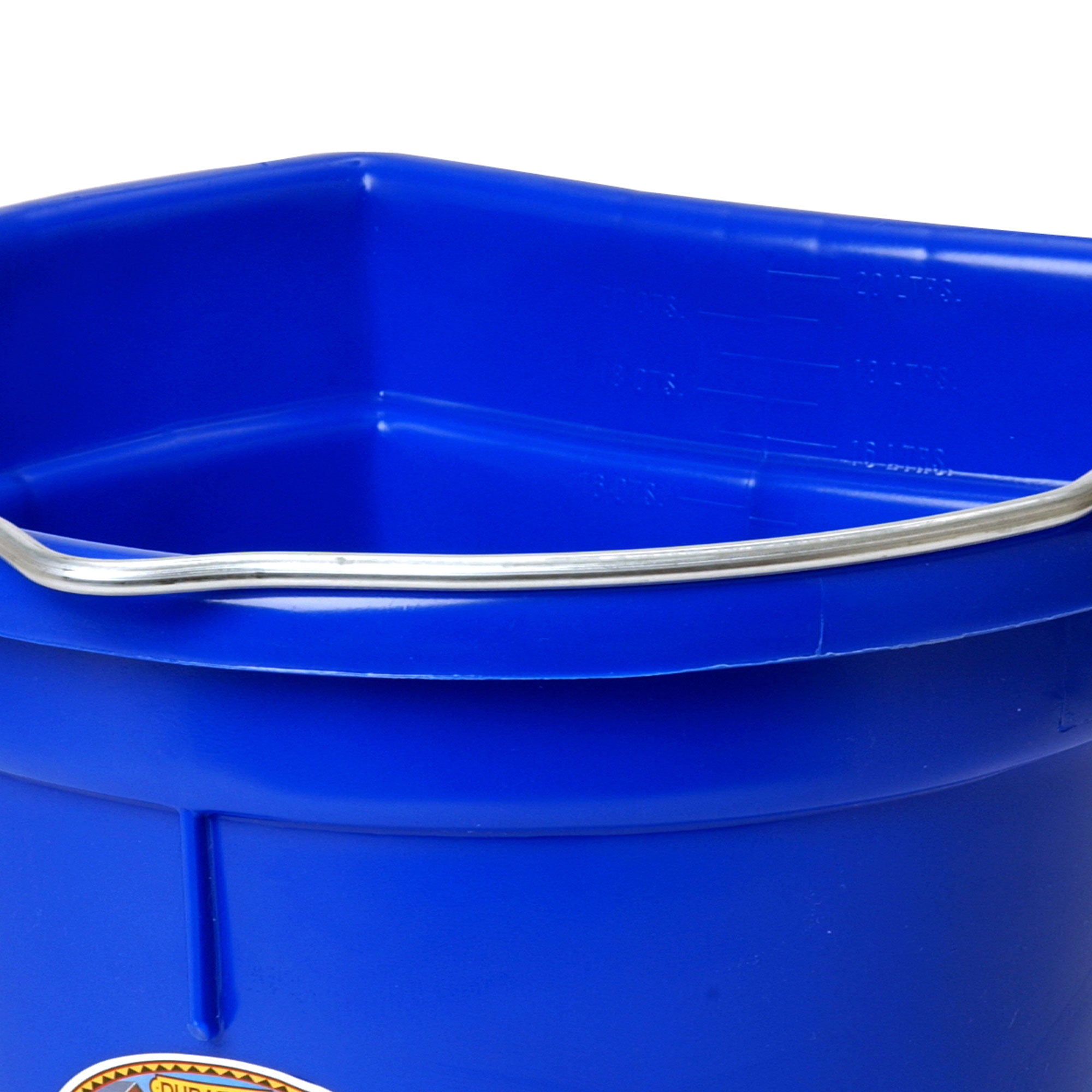 Little Giant Heavy Duty 22 Quart Flat Back Plastic Bucket w/ Metal Handle, Blue - VMInnovations