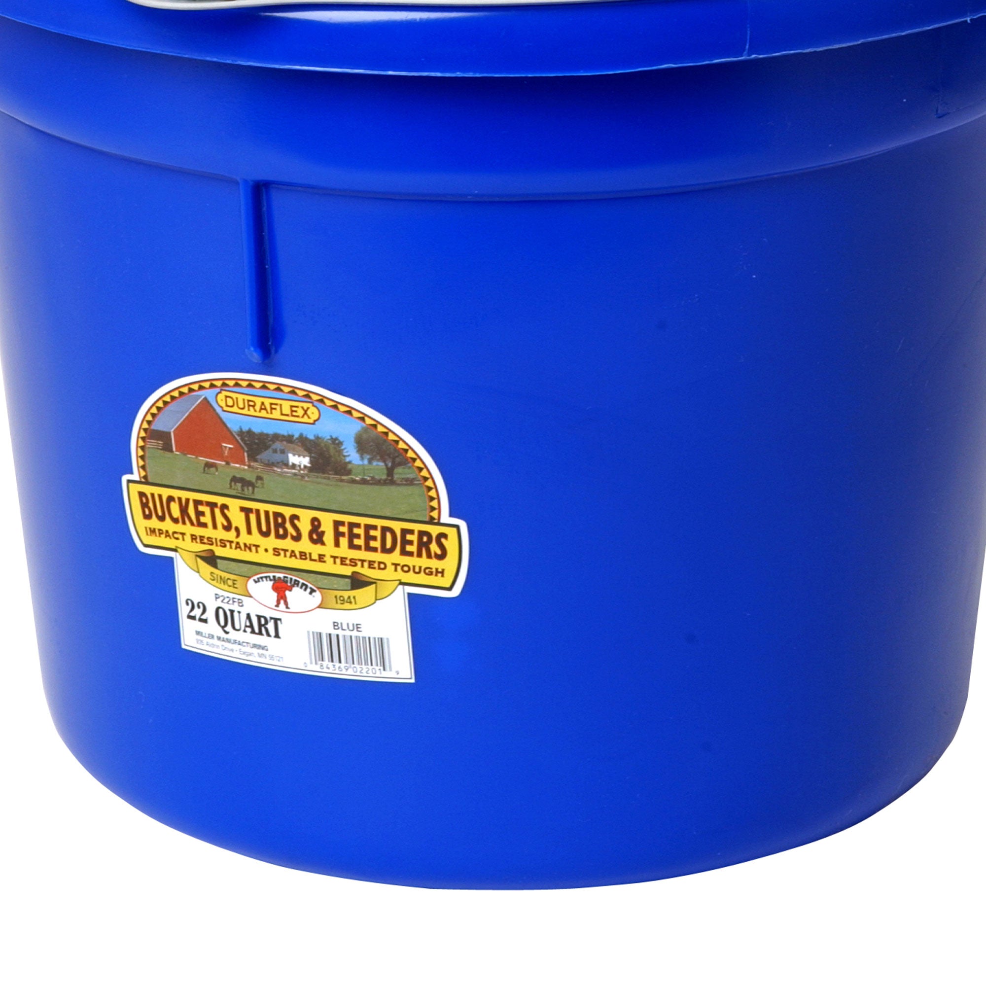 Little Giant Heavy Duty 22 Quart Flat Back Plastic Bucket w/ Metal Handle, Blue - VMInnovations