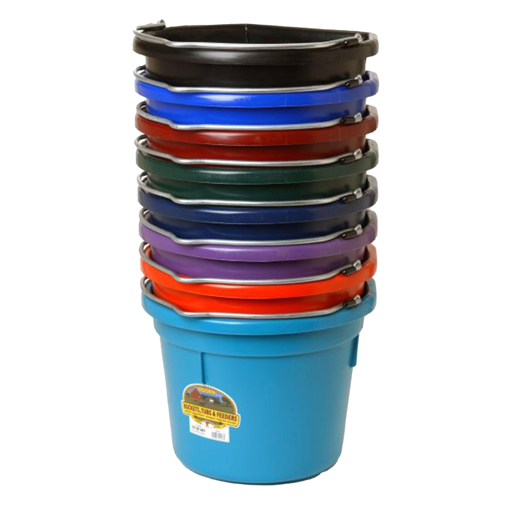 Little Giant Heavy Duty 22 Quart Flat Back Plastic Bucket w/ Metal Handle, Navy - VMInnovations