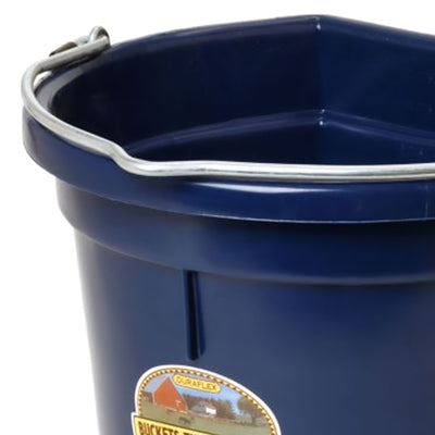 Little Giant Heavy Duty 22 Quart Flat Back Plastic Bucket w/ Metal Handle, Navy