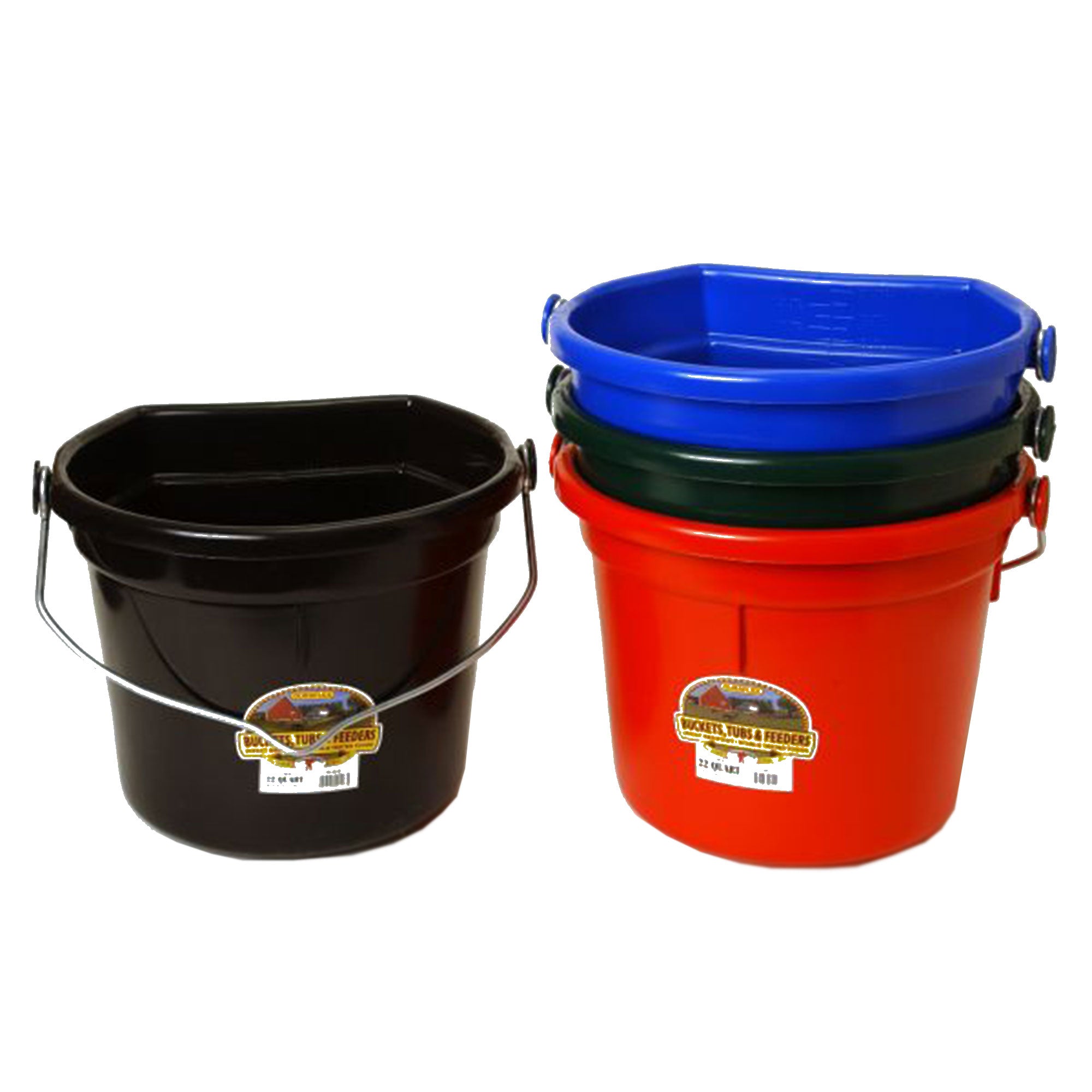 Little Giant 22 Quart Flat Plastic Animal Feed Bucket with Knob Bail, Green - VMInnovations