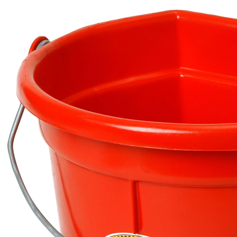 Little Giant 22 Quart Flat Durable Plastic Animal Feed Bucket w/ Knob Bail, Red