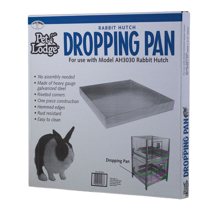 Pet Lodge 30 x 30 x 2.75 Inches Heavy Duty Metal Rabbit Hutch Dropping/Waste Pan - VMInnovations