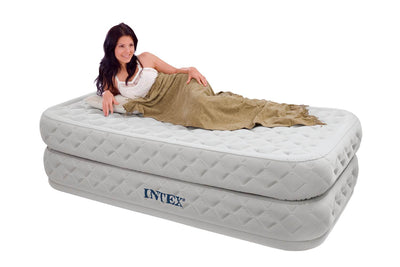 INTEX Twin Supreme Air Flow Bed Raised Airbed Mattress & Pump (Open Box)