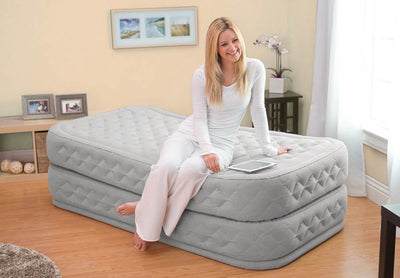 INTEX Twin Supreme Air Flow Bed Raised Airbed Mattress & Pump (Open Box)