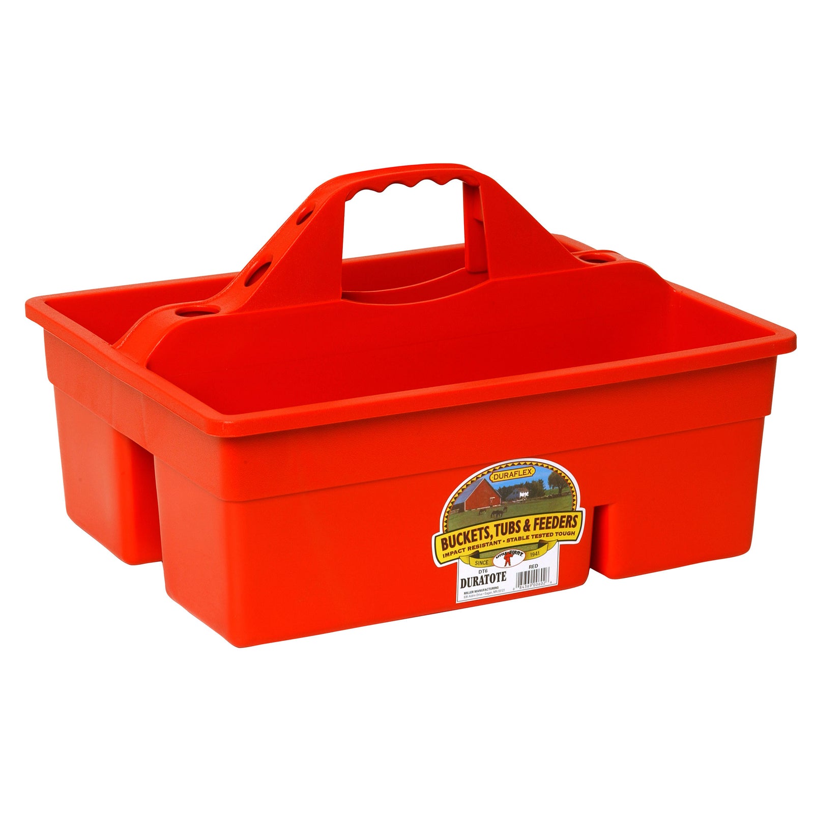 Little Giant DuraTote Plastic Box Organizer w/2 Compartments & Grip Handle, Red - VMInnovations