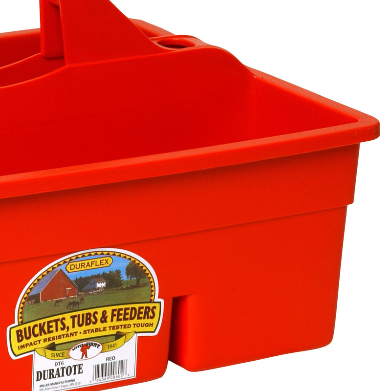Little Giant DuraTote Plastic Box Organizer w/2 Compartments & Grip Handle, Red