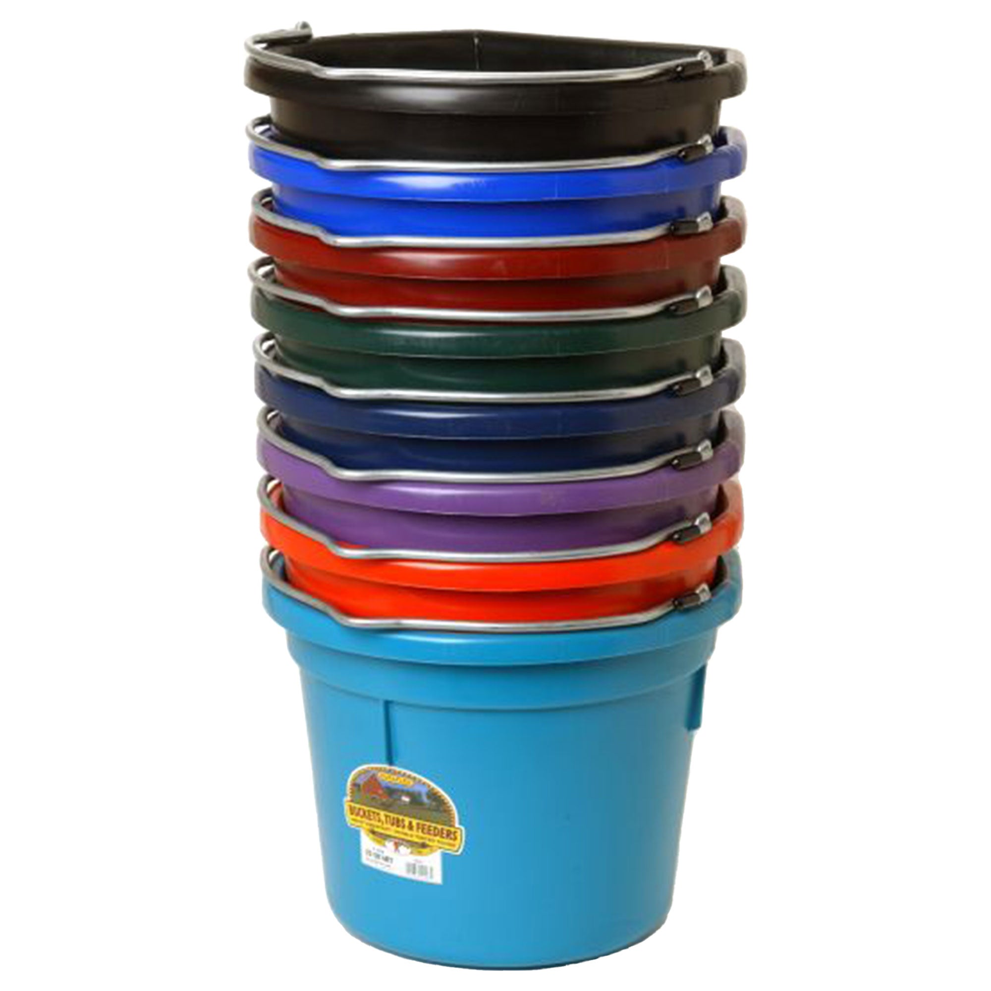 Little Giant Heavy Duty 22 Qt Flat Back Plastic Bucket w/Metal Handle, Burgundy - VMInnovations
