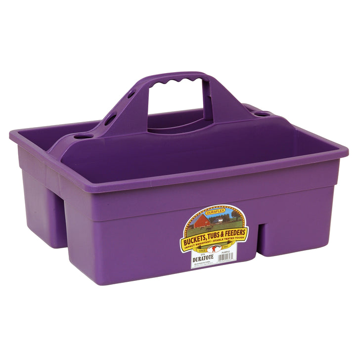 Little Giant DuraTote Plastic Box Organizer w/2 Compartments & Handle, Purple