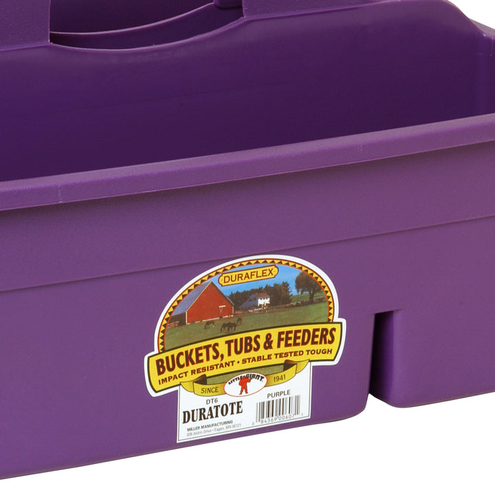 Little Giant DuraTote Plastic Box Organizer w/2 Compartments & Handle, Purple