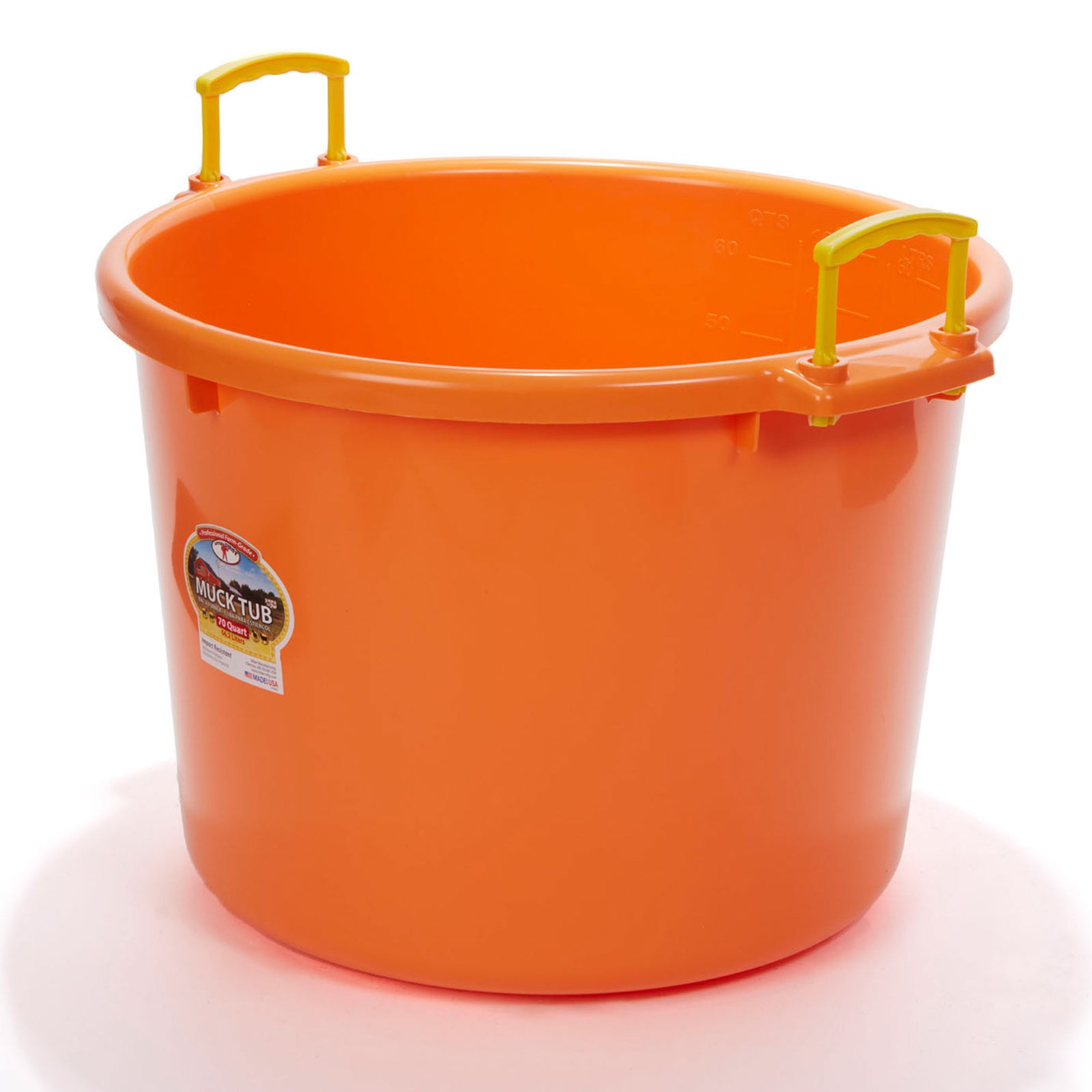 Little Giant 70 Quart Durable and Versatile Utility Muck Tub w/Handles, Orange - VMInnovations