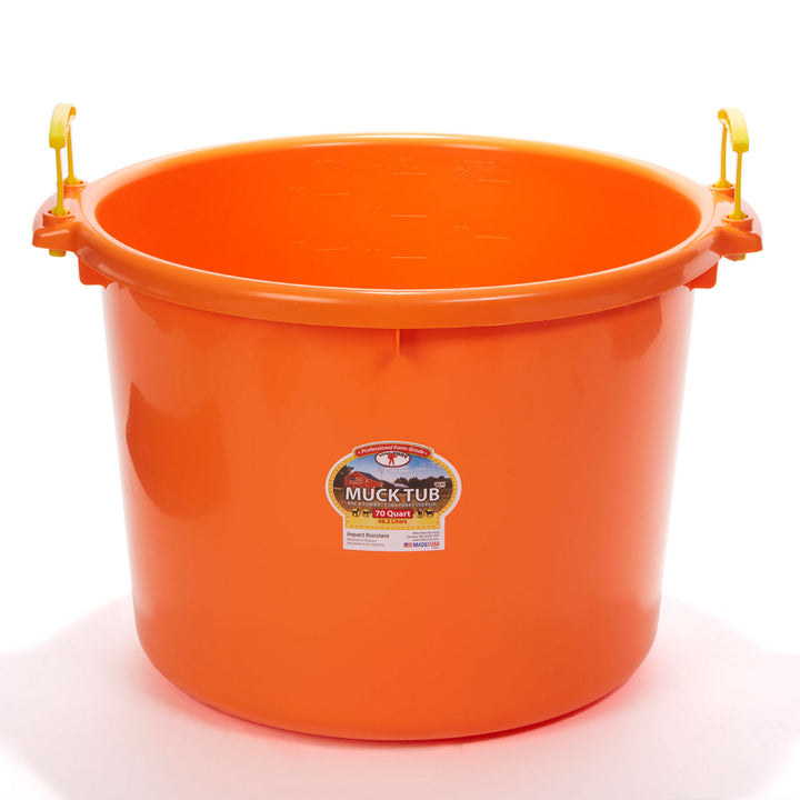 Little Giant 70 Quart Durable and Versatile Utility Muck Tub w/Handles, Orange - VMInnovations