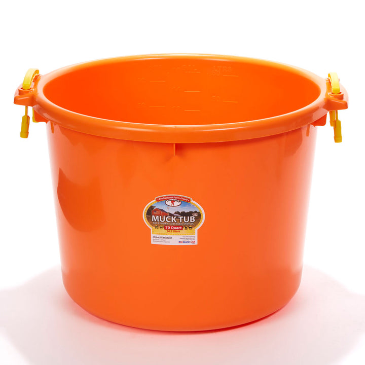 Little Giant 70 Quart Durable and Versatile Utility Muck Tub w/Handles, Orange - VMInnovations