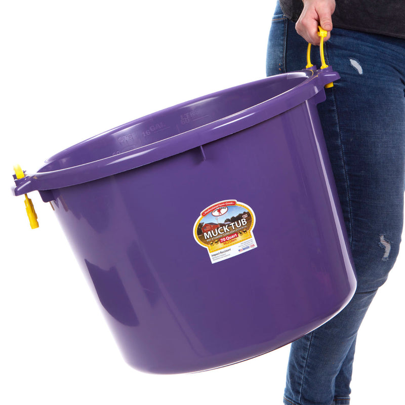 Little Giant 70 Quart Durable and Versatile Utility Muck Tub w/Handles, Purple
