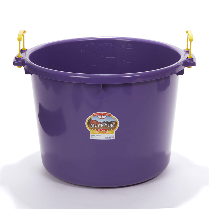 Little Giant 70 Quart Durable and Versatile Utility Muck Tub w/Handles, Purple