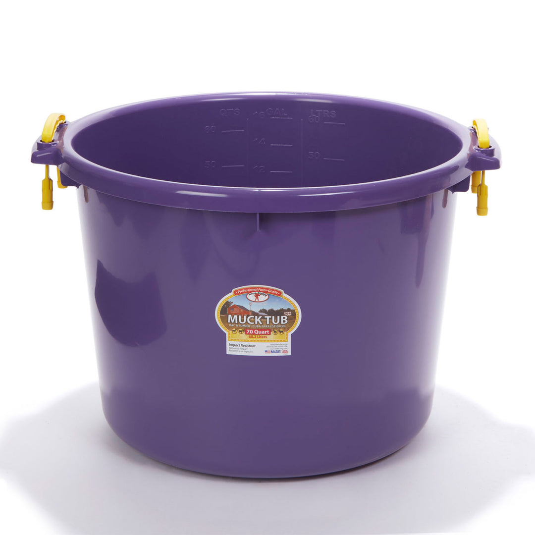 Little Giant 70 Quart Durable and Versatile Utility Muck Tub w/Handles, Purple