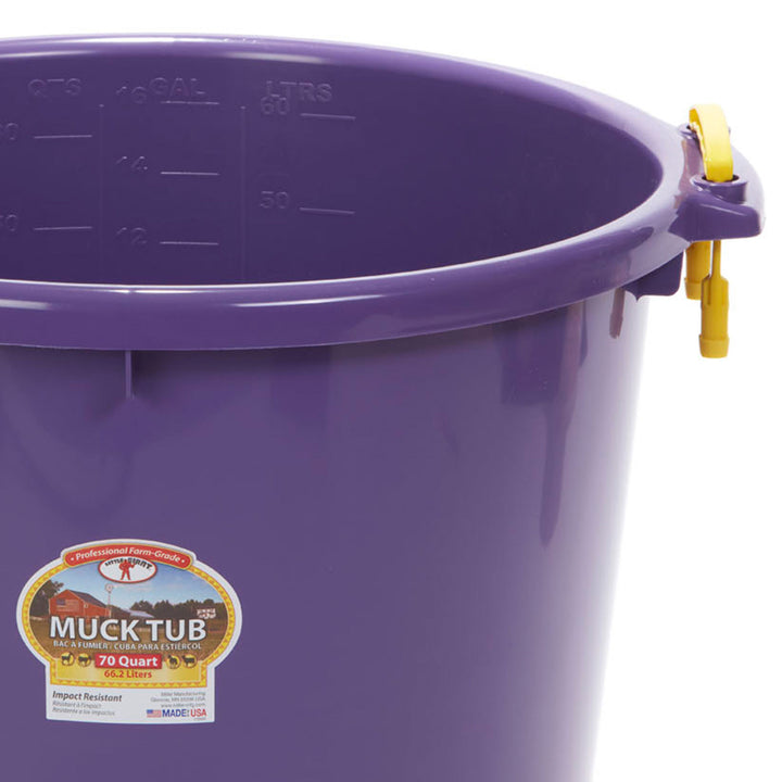 Little Giant 70 Quart Durable and Versatile Utility Muck Tub w/Handles, Purple