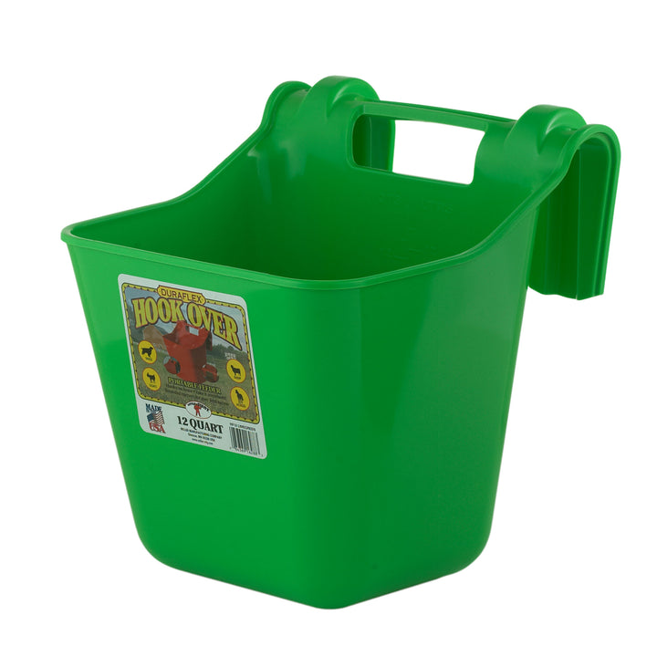 Little Giant 12 Quart Mountable Livestock Hook Over Bucket Feeder, Lime Green