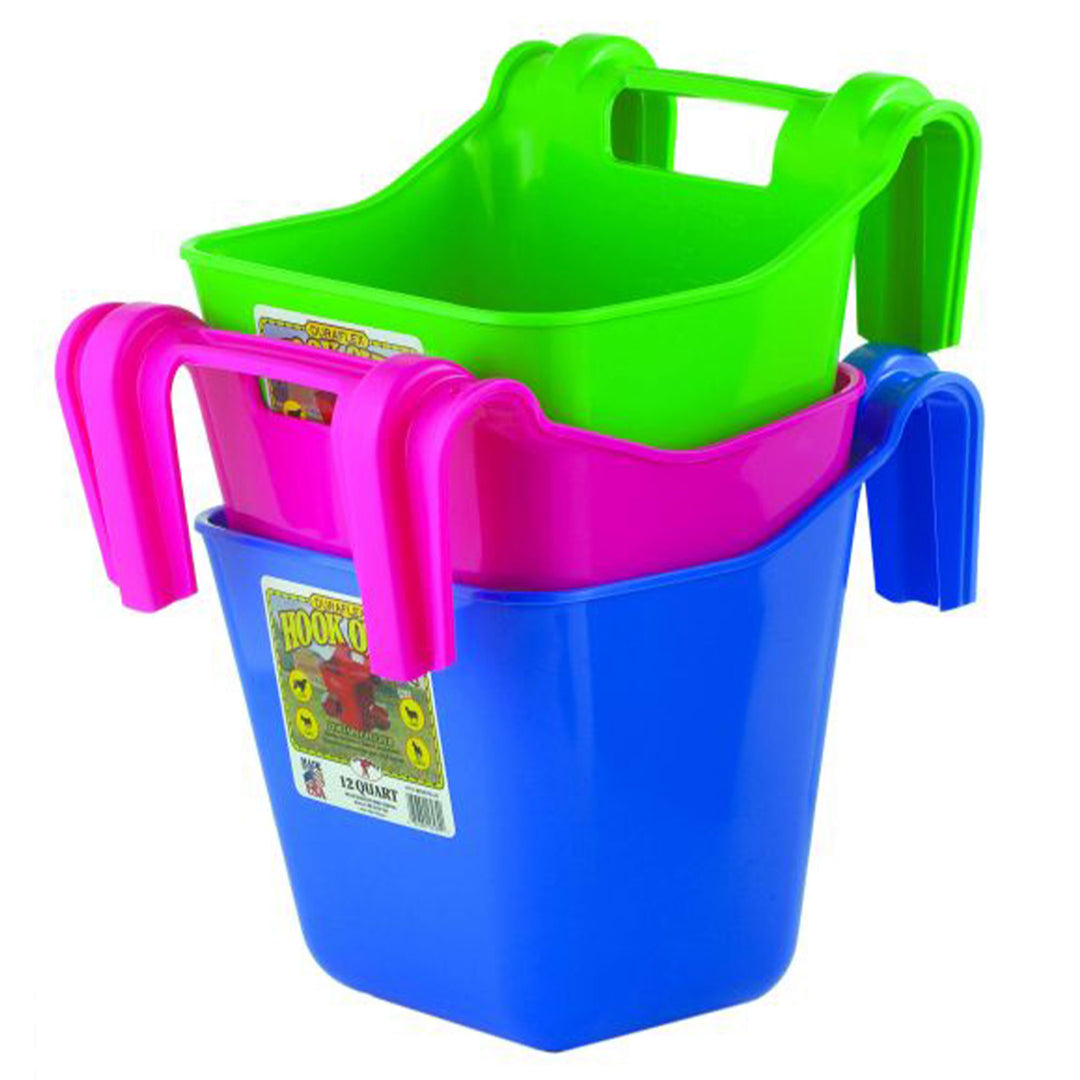 Little Giant 12qt Mountable Livestock Hook Over Bucket Feeder, Lime Green (Used)