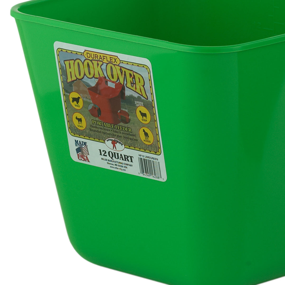 Little Giant 12qt Mountable Livestock Hook Over Bucket Feeder, Lime Green (Used)