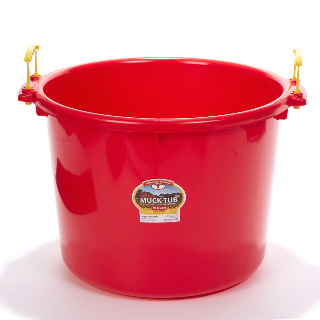 Little Giant 70 Quart Durable and Versatile Utility Muck Tub w/Handles, Red - VMInnovations