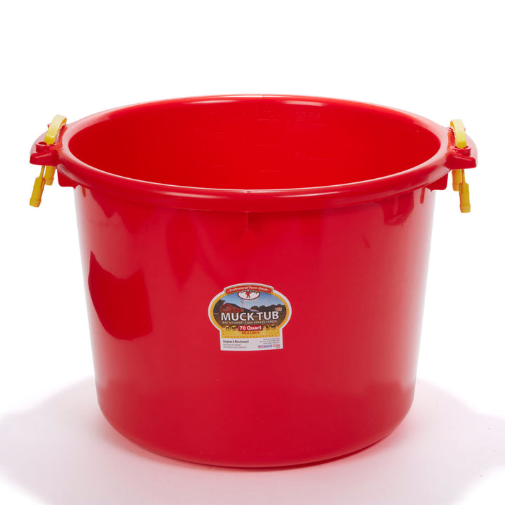 Little Giant 70 Quart Durable and Versatile Utility Muck Tub w/Handles, Red - VMInnovations