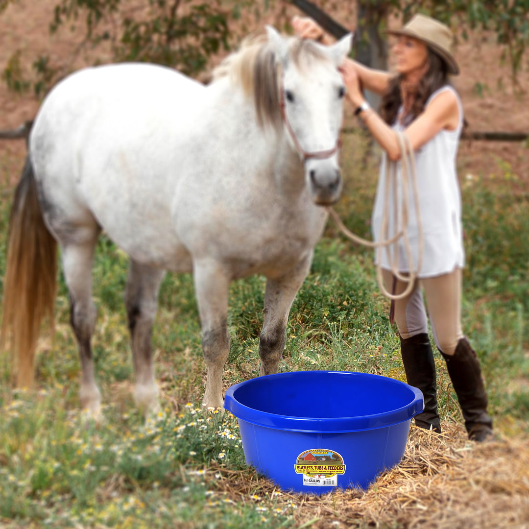 Little Giant 6.5 Gal All Purpose Plastic Pond Tub w/Hand Grips, Blue(Open Box) - VMInnovations