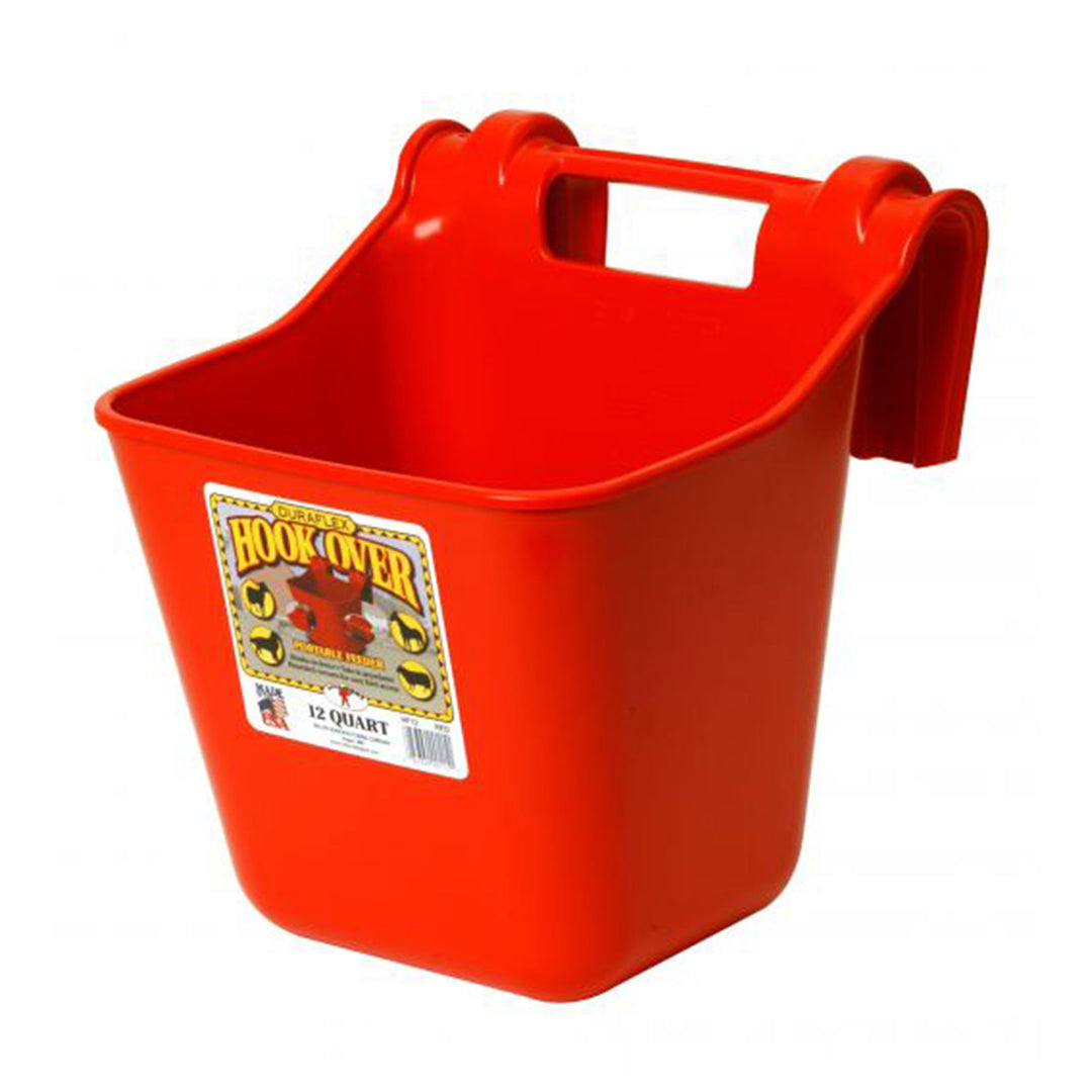 Little Giant 12qt Mountable Livestock & Pet Hook Over Bucket Feeder, Red (Used)