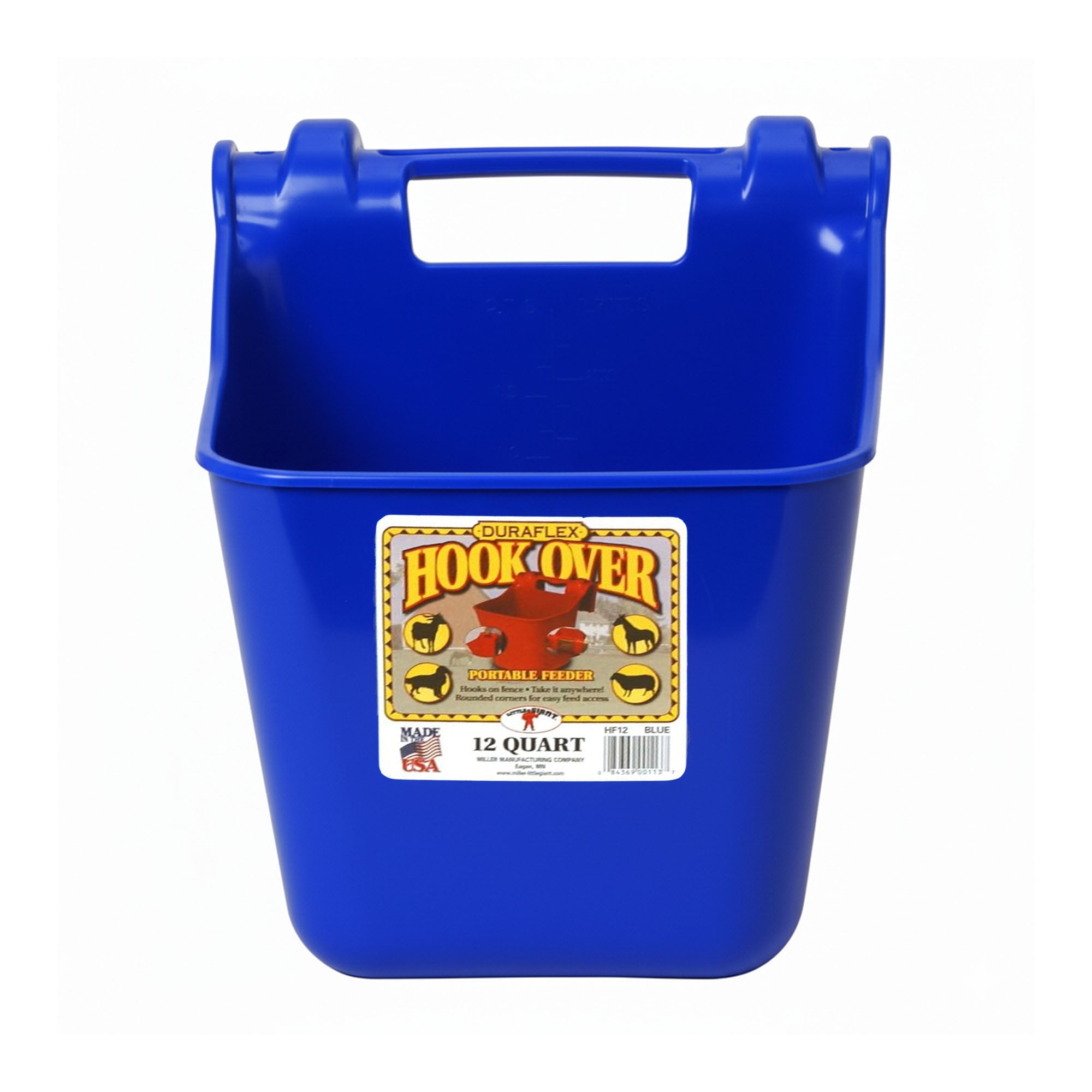 Little Giant 12 Quart Mountable Livestock & Pet Hook Over Bucket Feeder, Blue - VMInnovations