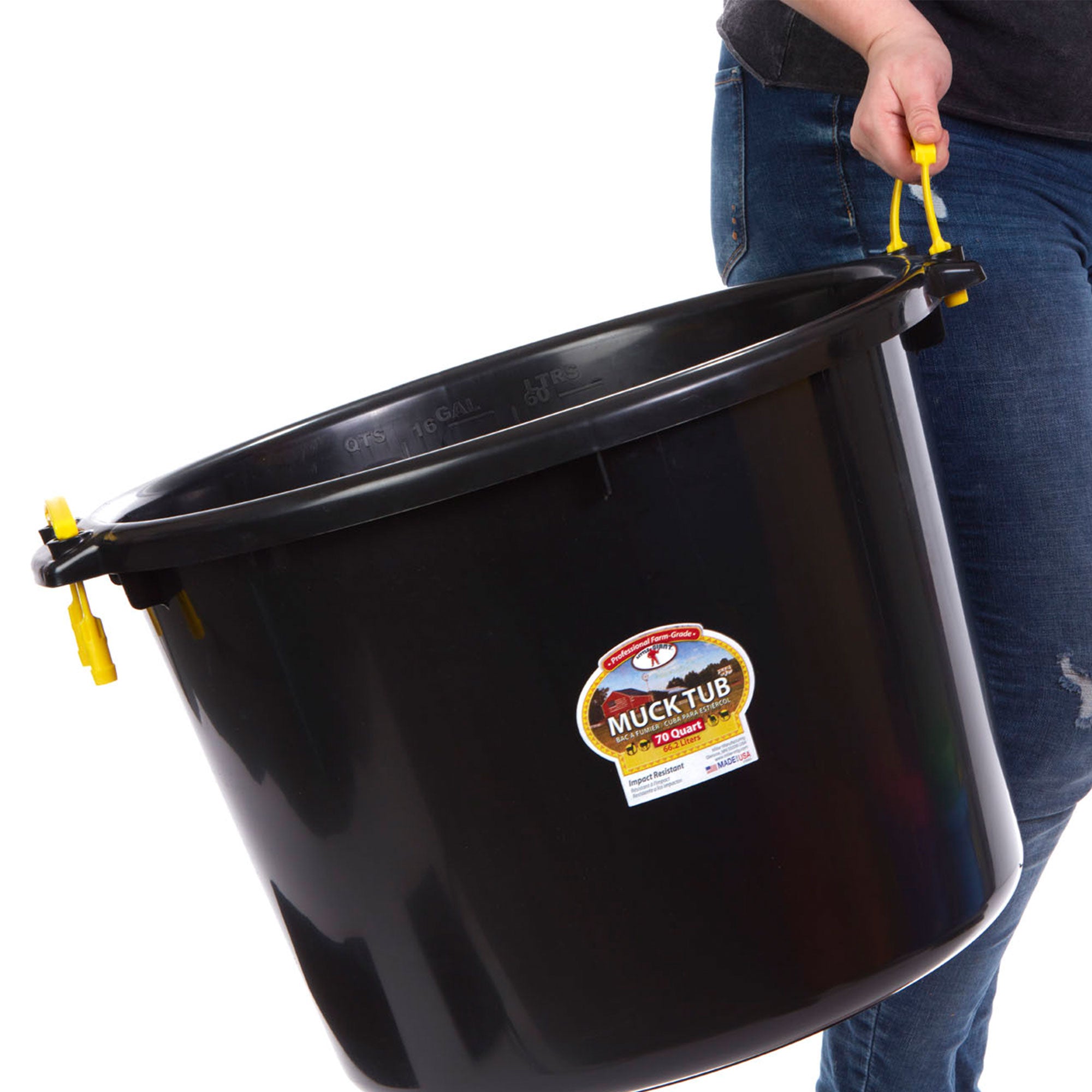 Little Giant 70 Quart Durable and Versatile Utility Muck Tub w/Handles, Black - VMInnovations