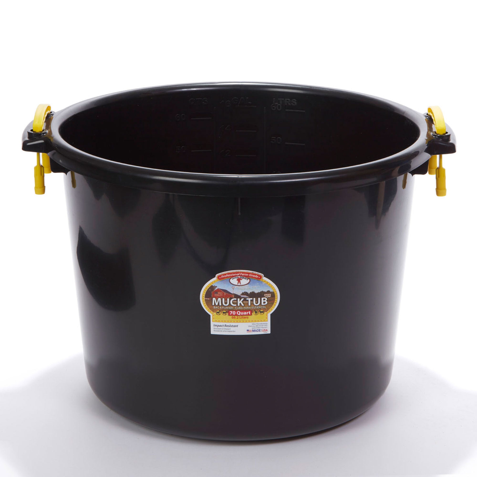Little Giant 70 Quart Durable and Versatile Utility Muck Tub w/Handles, Black - VMInnovations