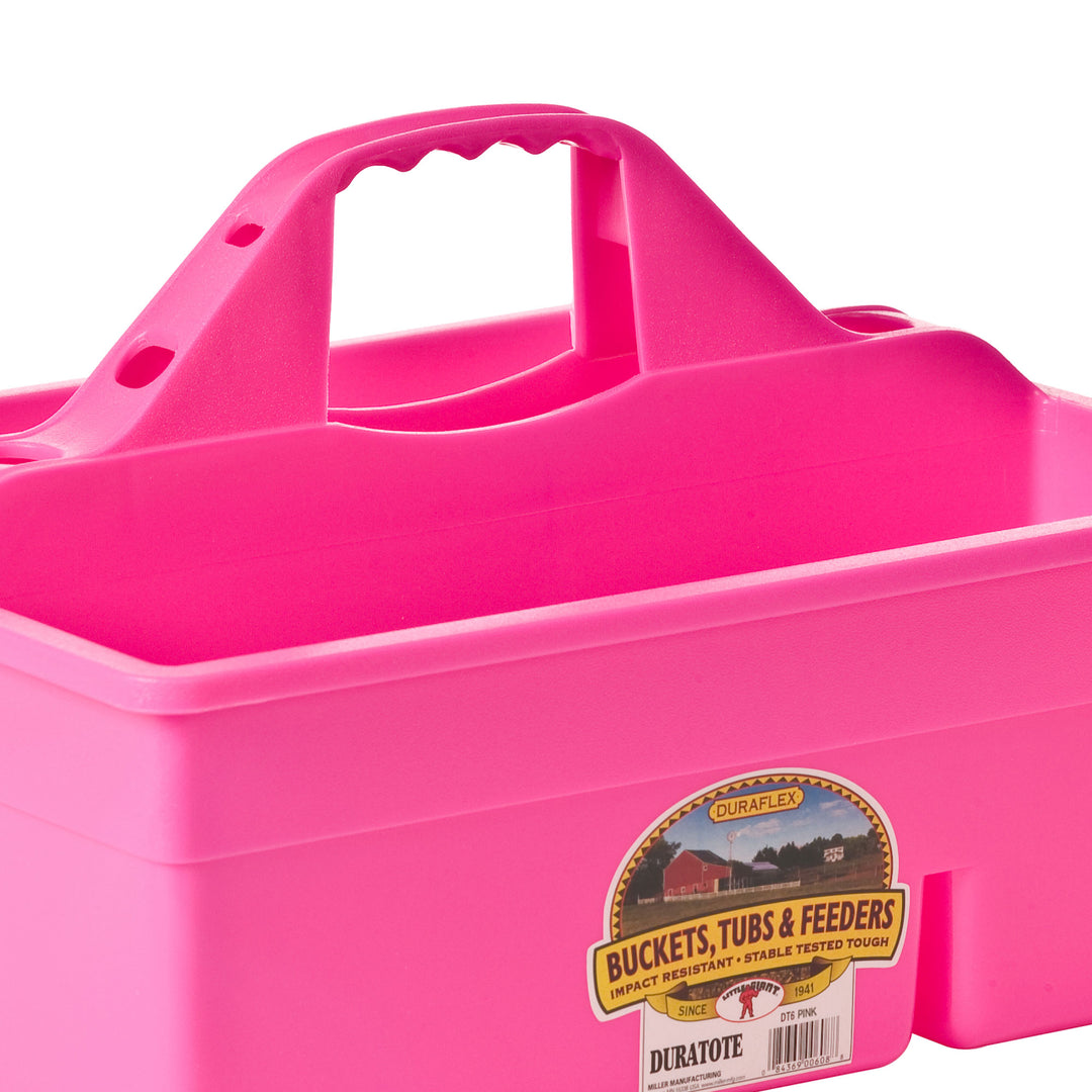 Little Giant DuraTote Plastic Box Organizer w/2 Compartments & Grip Handle, Pink