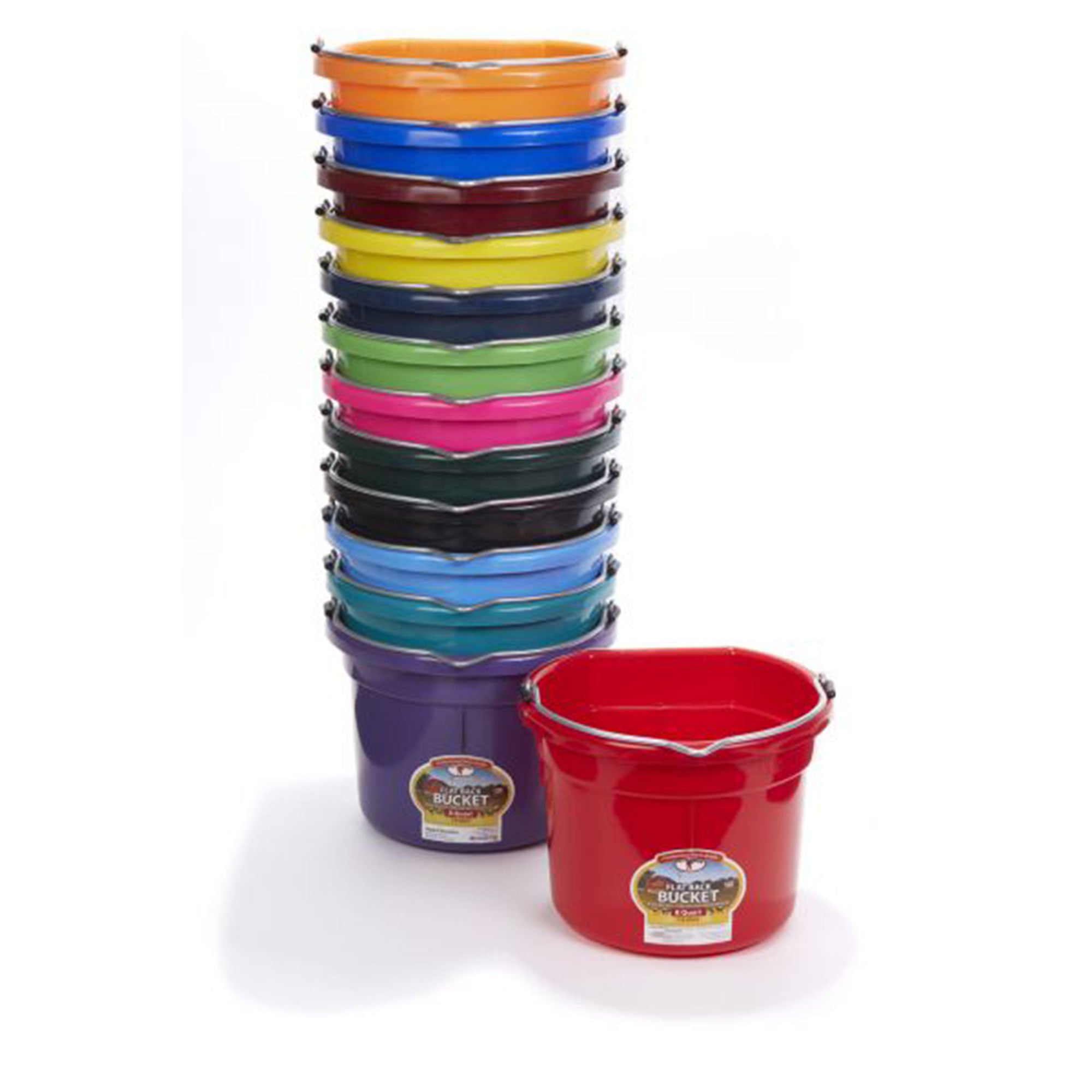 Little Giant Heavy Duty 8 Qt Flat Back Plastic Bucket Berry (Open Box) - VMInnovations