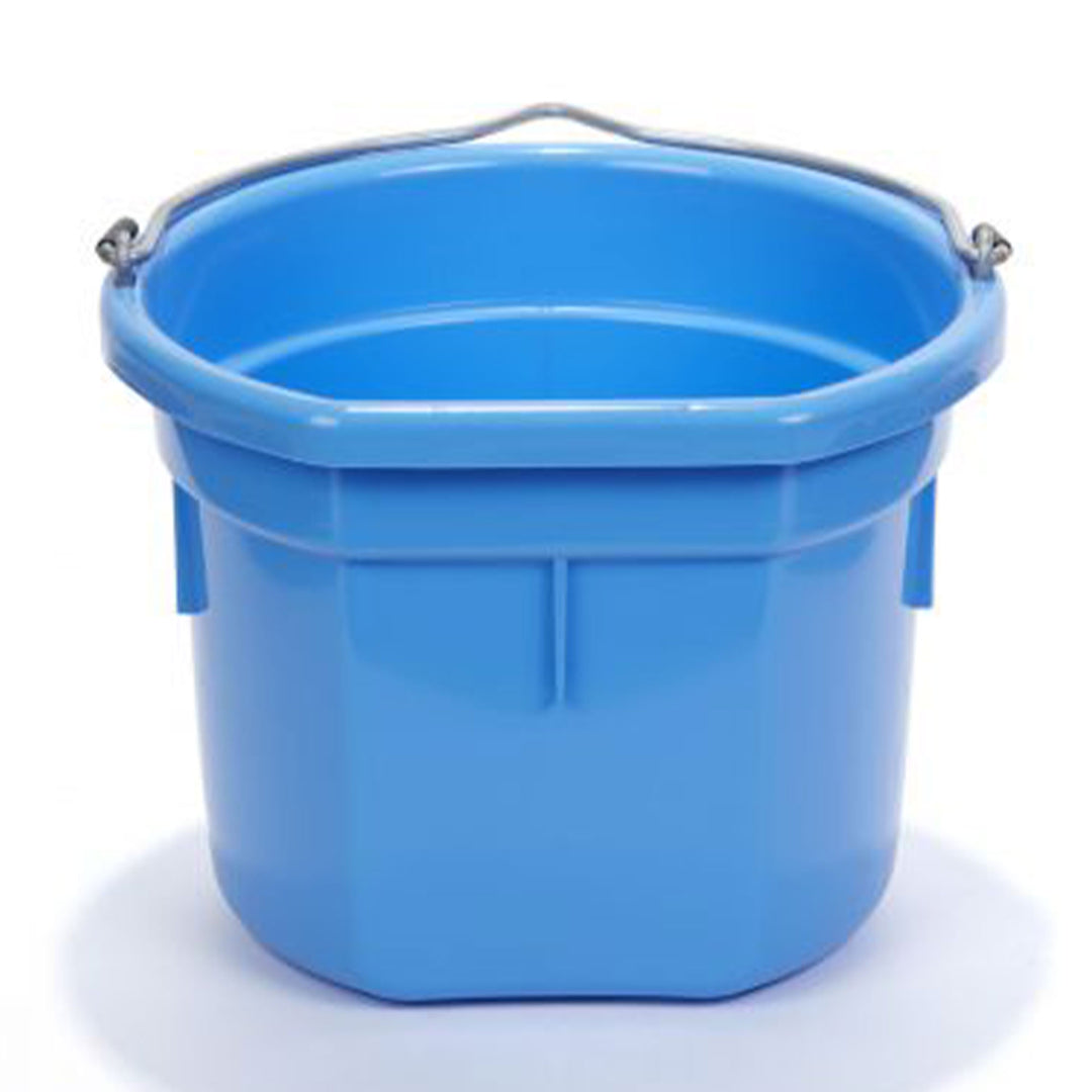 Little Giant Heavy Duty 8 Quart Flat Back Plastic Bucket w/ Metal Handle, Berry