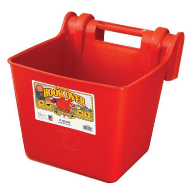 Little Giant 15 Qt Mountable Livestock & Pet Hook Over Bucket Feeder, Red (Used) - VMInnovations
