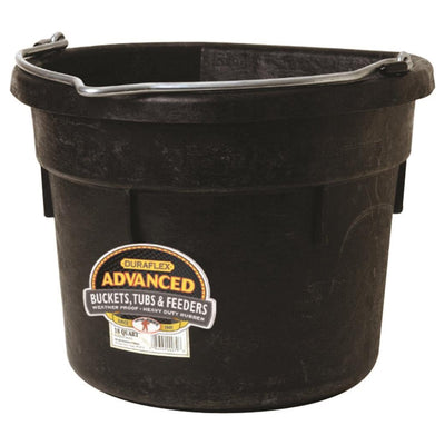 Little Giant Flat Rubber Bucket, 18 Qt Capacity Water Tub with Handle, Black - VMInnovations